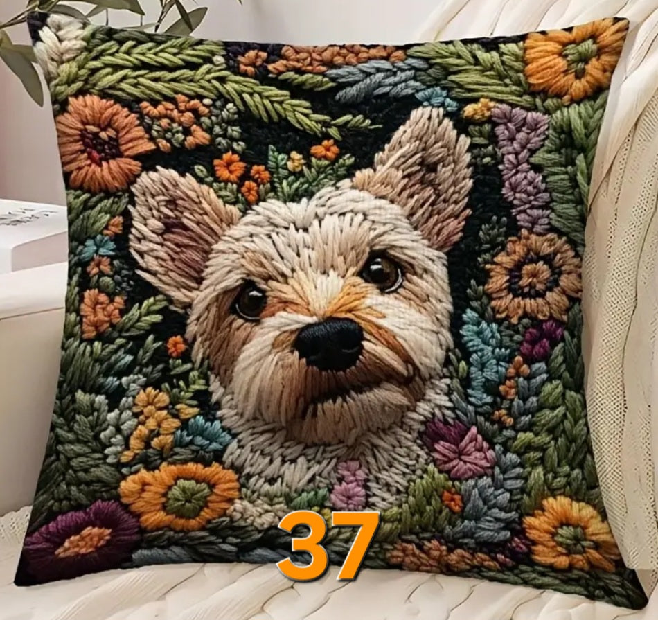 Housse de coussin 18 x 18 pouces à motif chien
