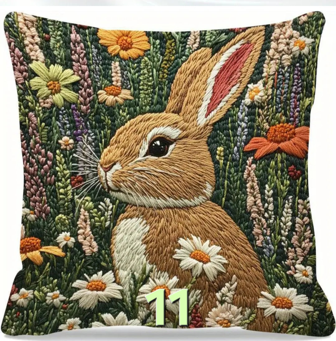 Housse de coussin en polyester / peluche à motif lapin