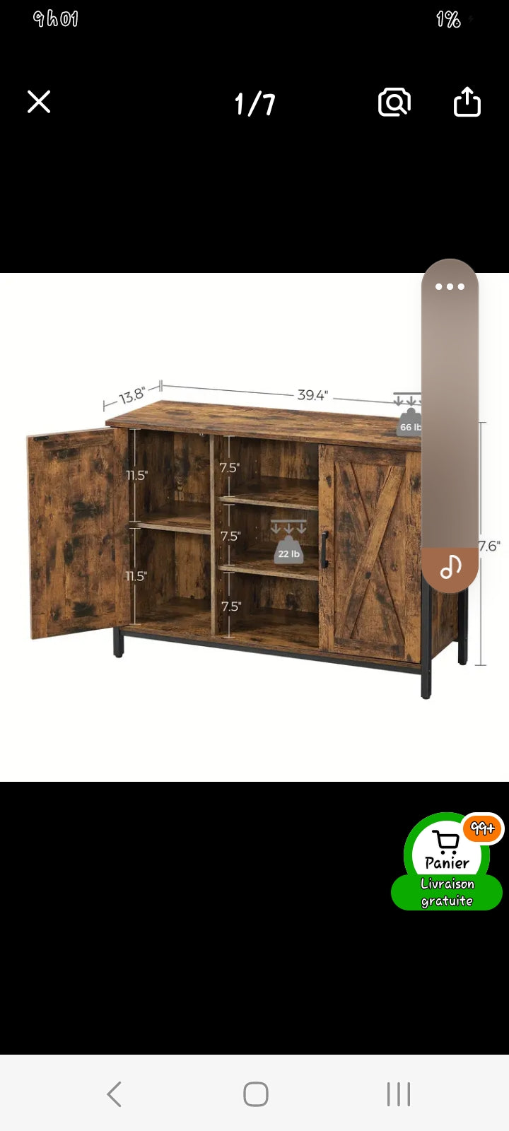 Buffet en bois style vieili