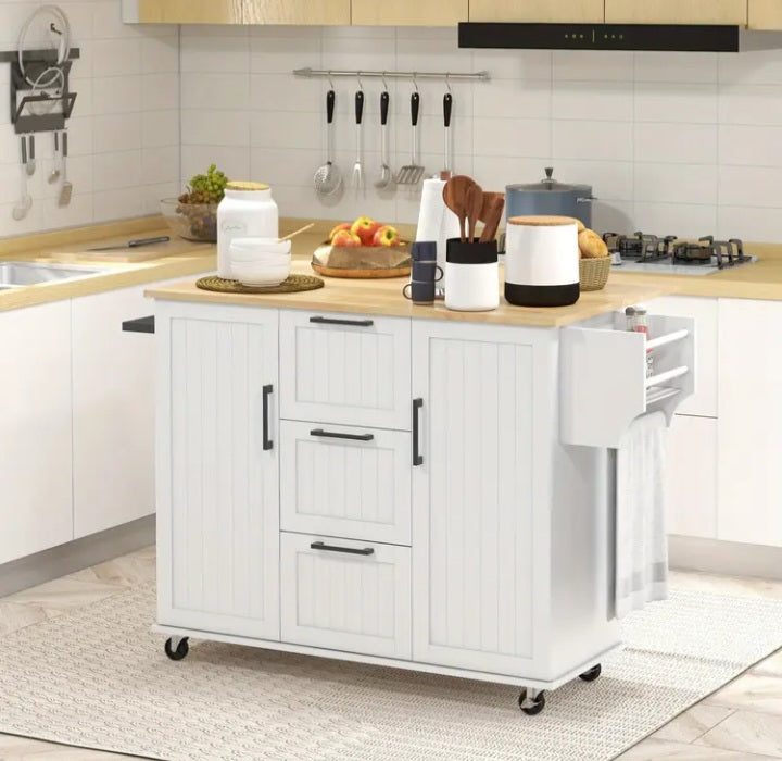 Îlot de cuisine fonctionnel sur roues