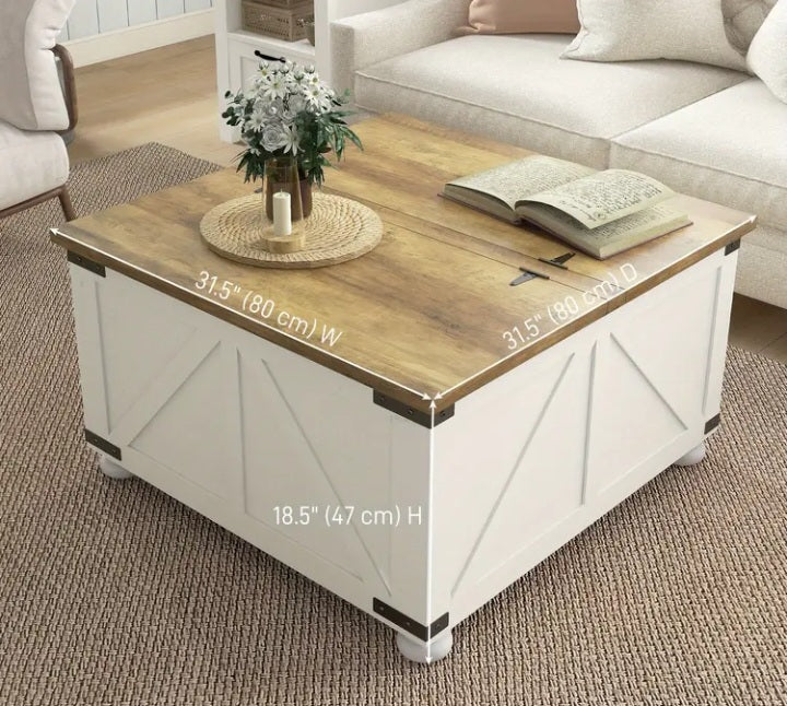 Table basse à vaste rangement de style farmhouse