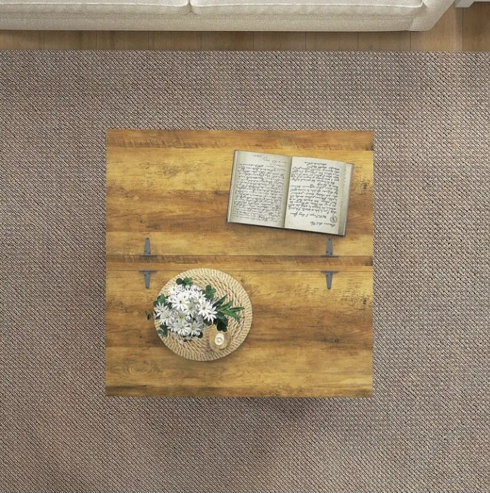 Table basse à vaste rangement de style farmhouse