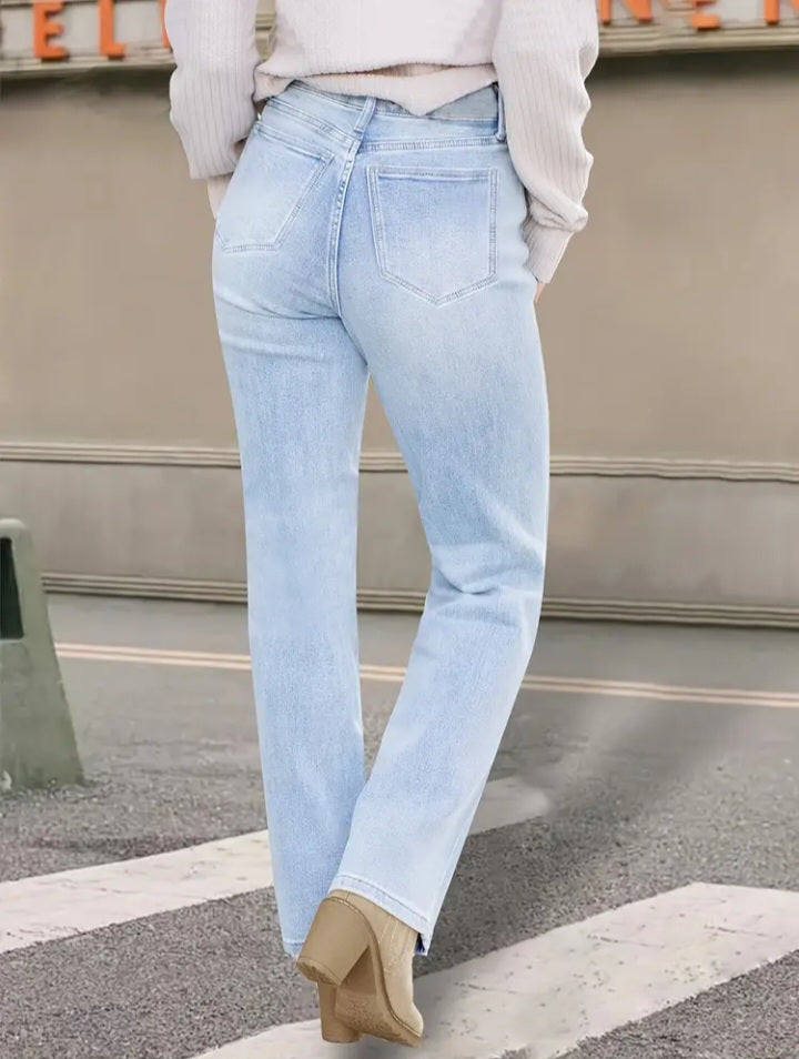 Jeans en denim extensible à coupe droite
