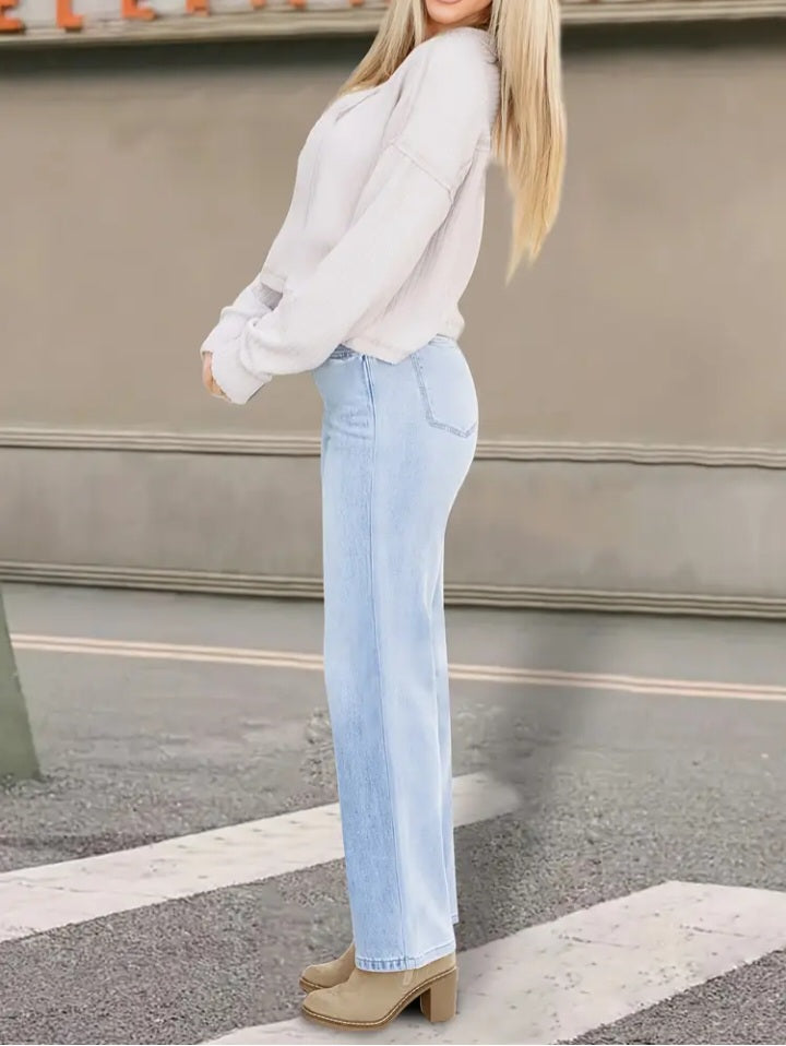 Jeans en denim extensible à coupe droite