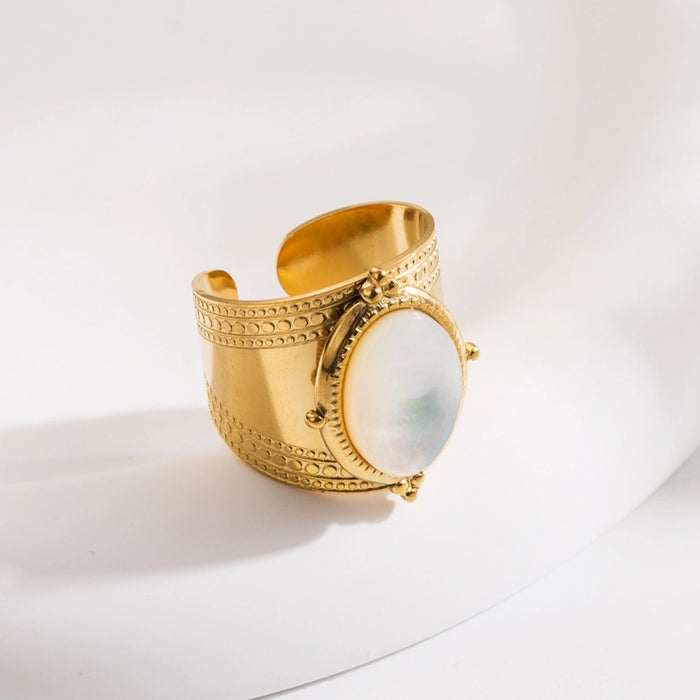 Bague ajustable en titane et acier inoxydable avec simili pierres