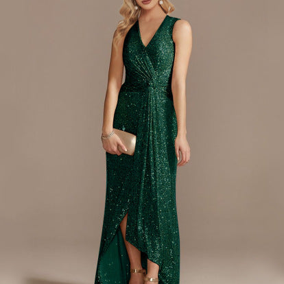 Magnifique robe de sequin à silhouette irrégulière