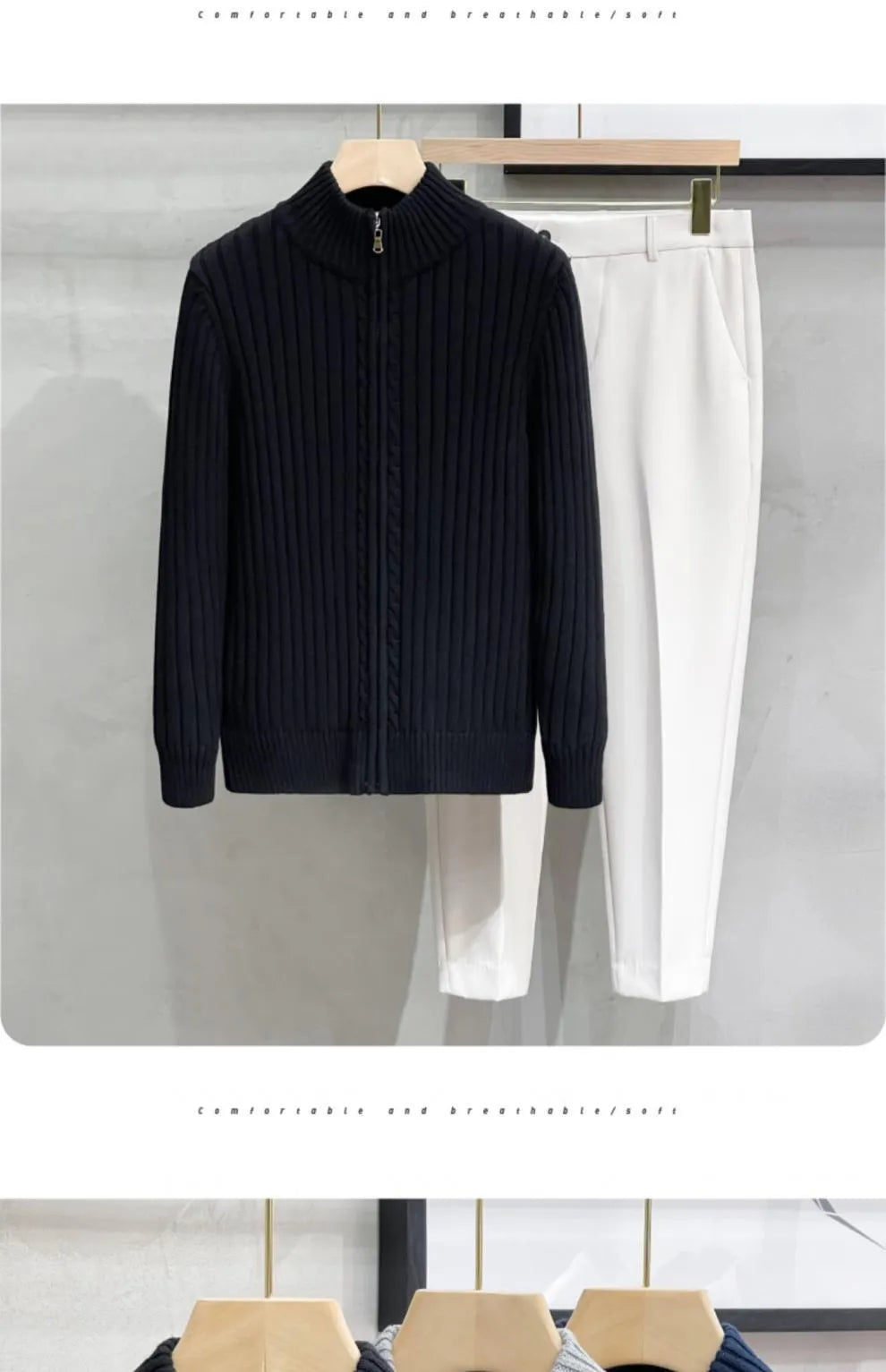 Cardigan à zip en coton pour homme