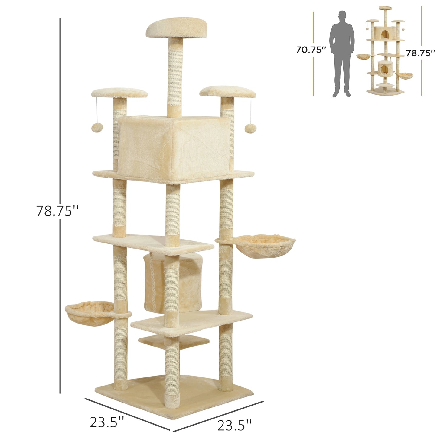 Arbre à chat Pawhut de 79 pouces