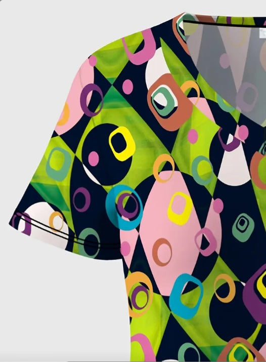 Haut d'uniforme grande taille à imprimé géométrique