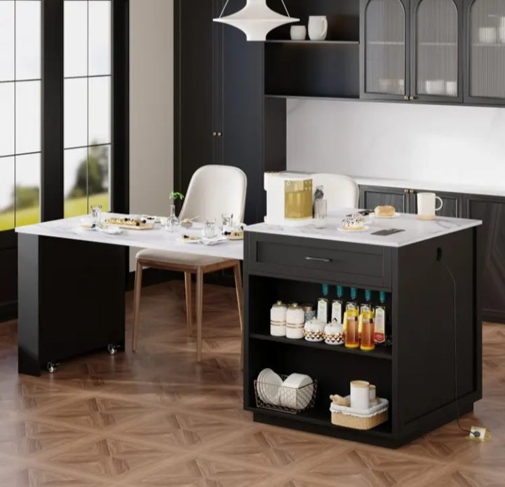 Îlot de cuisine de 82.7 po. avec table extensible