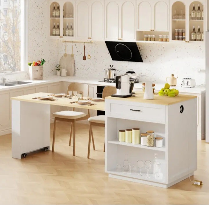 Îlot de cuisine de 82.7 po. avec table extensible