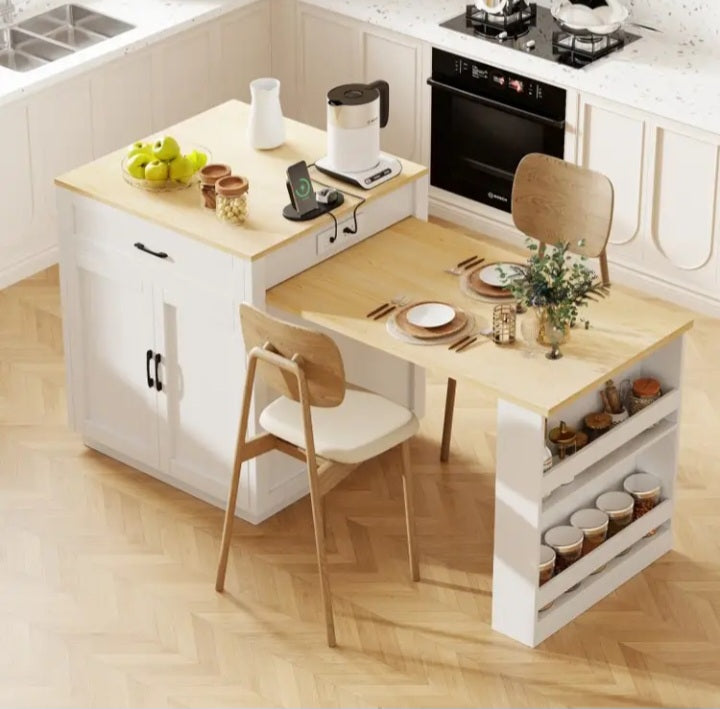 Îlot de cuisine de 82.7 po. avec table extensible