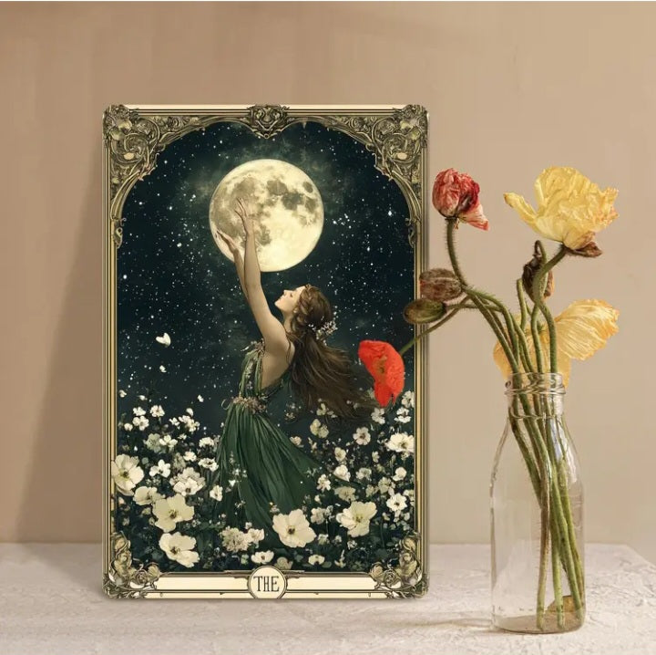 Art mural en métal vintage La Fée et La Lune