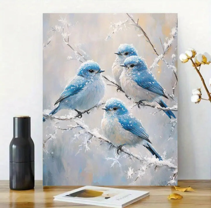 Impression d'art Les Oiseaux bleus