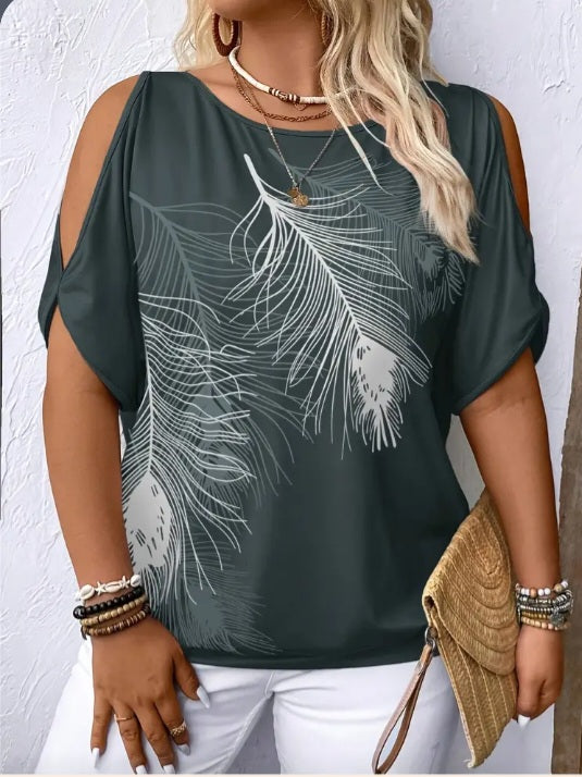 Haut de soirée grande taille à plumes