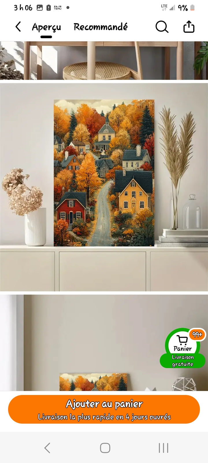 Impression sur toile Nostalgie automnale 12 x 16 po.