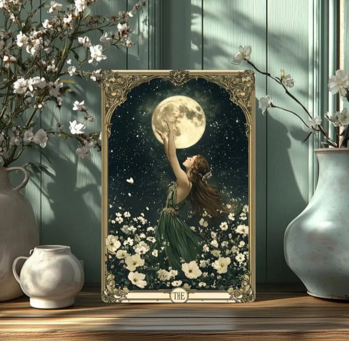 Art mural en métal vintage La Fée et La Lune