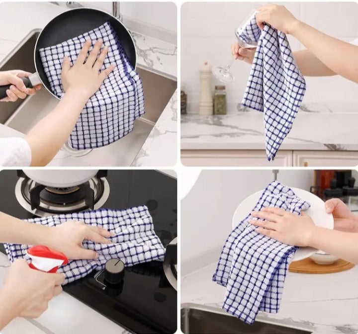 Lot de 5 linges à vaisselle à carreaux