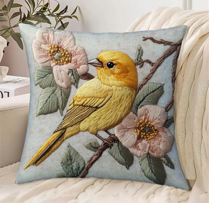 Housse de coussin en polyester brodée