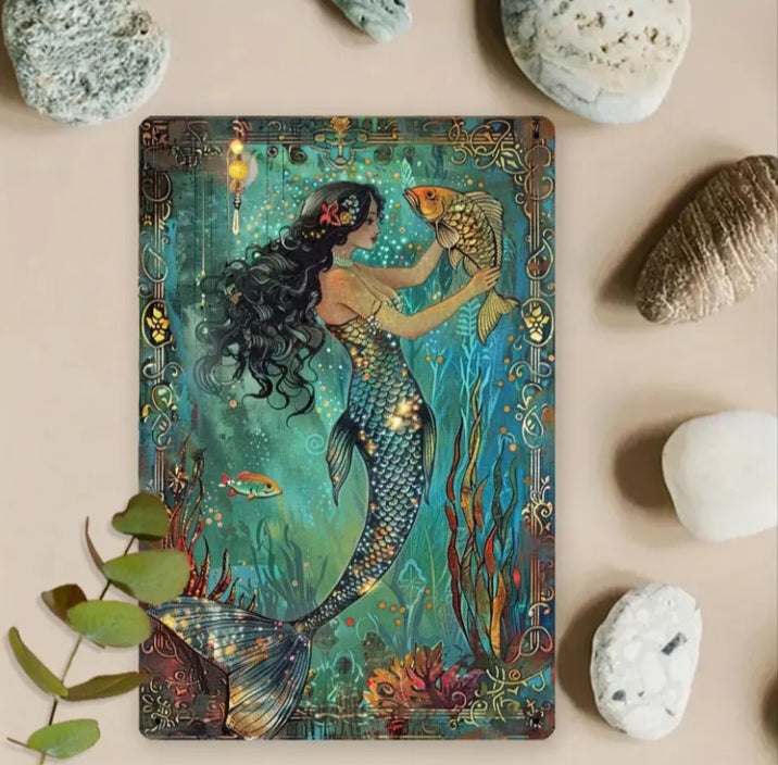Panneau métallique Sirène au coeur de l'océan (8 x 12 po.)
