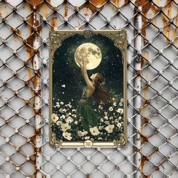 Art mural en métal vintage La Fée et La Lune