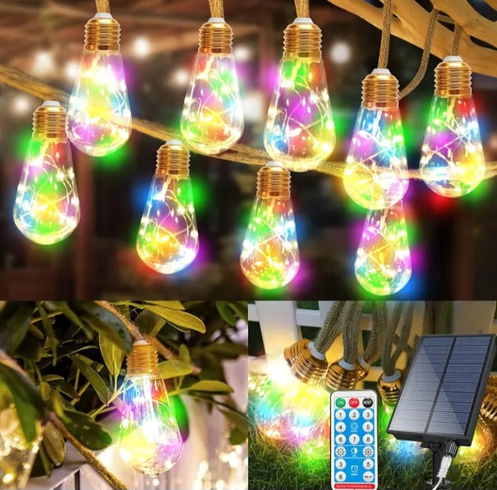 Guirlande solaire retro de 16 ampoules sur 7.6 m