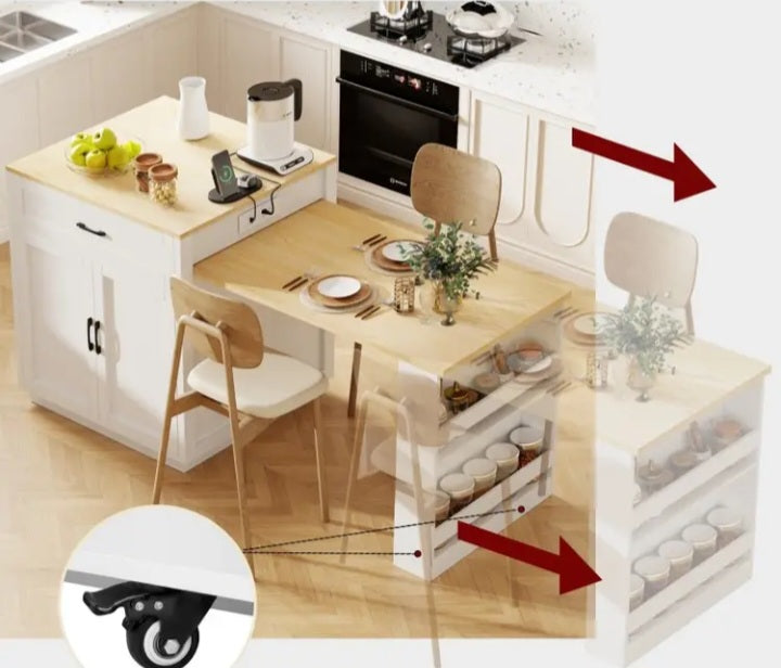 Îlot de cuisine de 82.7 po. avec table extensible