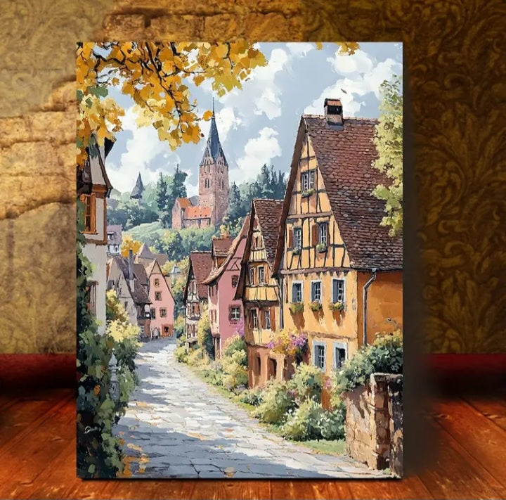 Impression d'art Village allemand 12 x 16 po.
