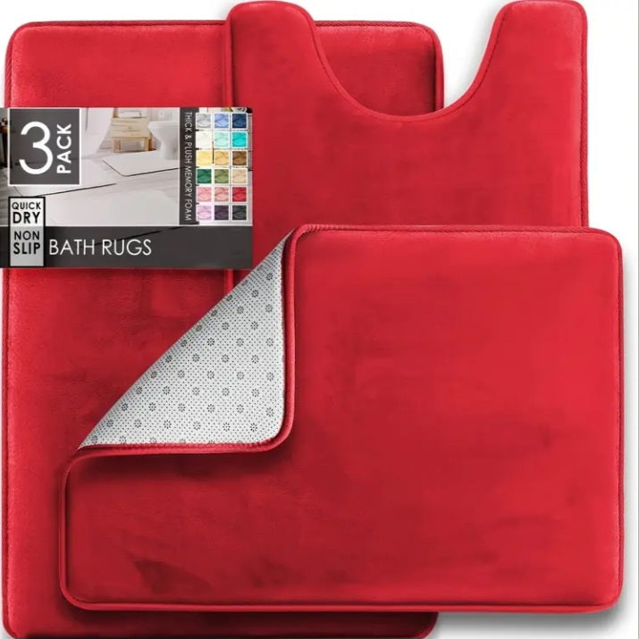 Ensemble de 3 tapis de bain en mousse à mémoire de forme