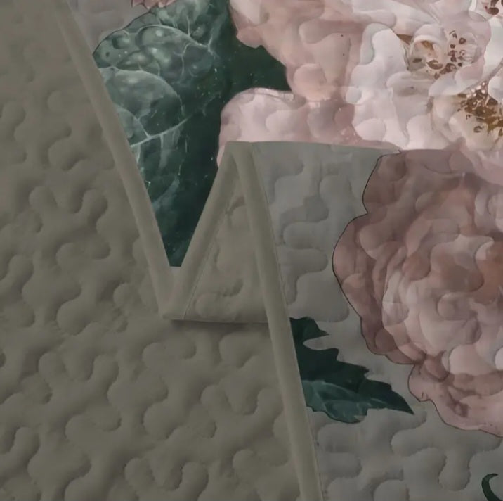 Ensemble de couvre-lit double floral vert de gris