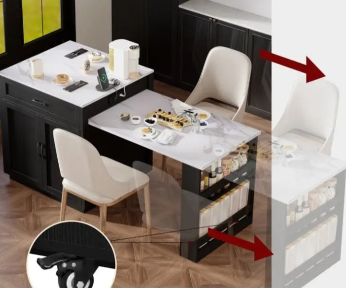 Îlot de cuisine de 82.7 po. avec table extensible
