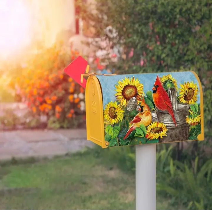 Couverture de boîte aux lettre Cardinaux et tournesols