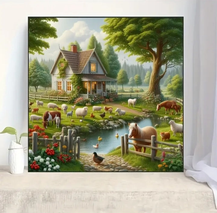Ensemble de peinture au diamant Refuge près du lac
