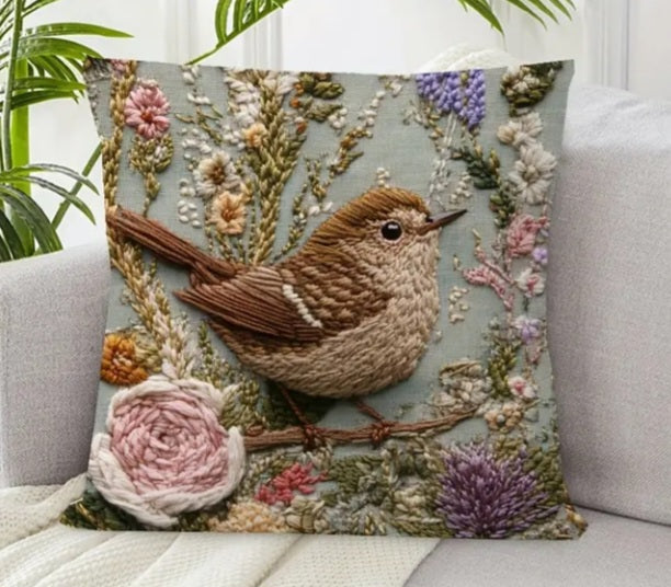 Housse de coussin en polyester brodée