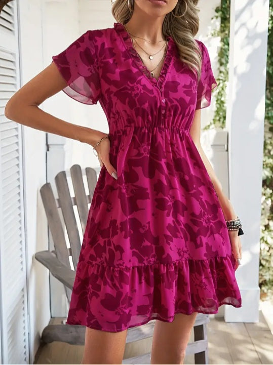 Robe trapèze à imprimé floral