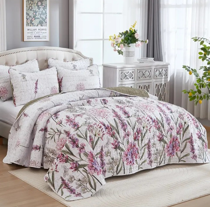 Ensemble de courtepointe à imprimé fleuri