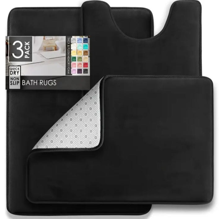 Ensemble de 3 tapis de bain en mousse à mémoire de forme