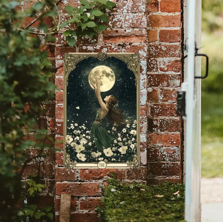 Art mural en métal vintage La Fée et La Lune