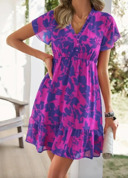 Robe trapèze à imprimé floral