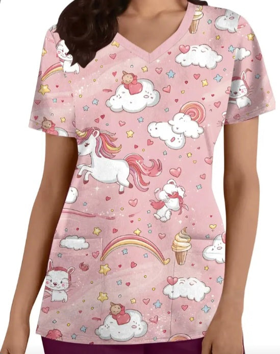Haut d'uniforme à motif licornes