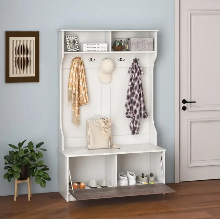 Banc d'entrée multifonctionnel avec rangement fermé