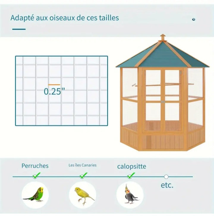 Volière extérieure Pawhut de 59 par 69 pouces avec toit couvert