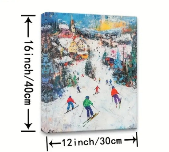 Impression sur toile Scène de ski 12 x 16 po.