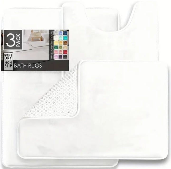 Ensemble de 3 tapis de bain en mousse à mémoire de forme