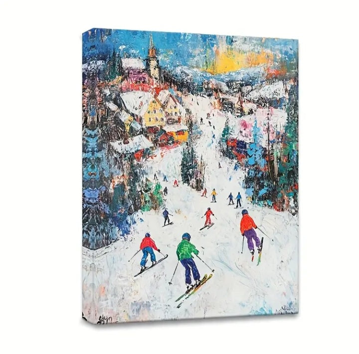 Impression sur toile Scène de ski 12 x 16 po.
