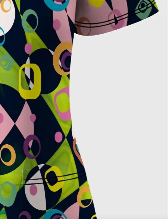 Haut d'uniforme grande taille à imprimé géométrique