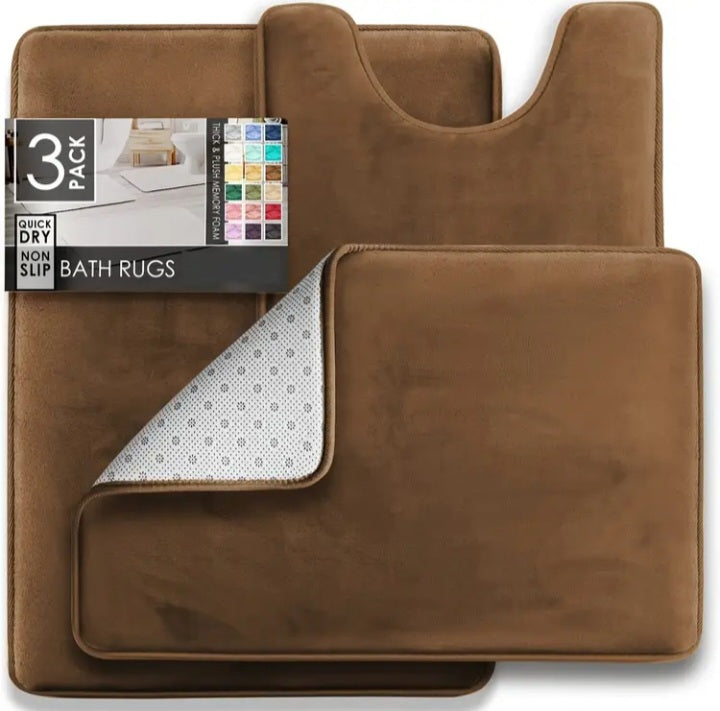 Ensemble de 3 tapis de bain en mousse à mémoire de forme
