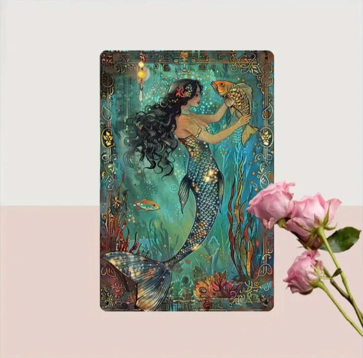 Panneau métallique Sirène au coeur de l'océan (8 x 12 po.)