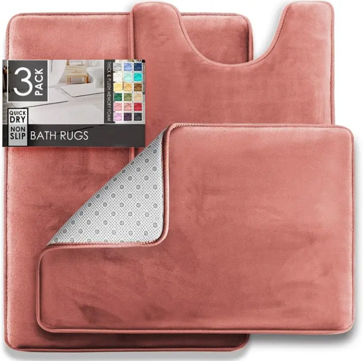 Ensemble de 3 tapis de bain en mousse à mémoire de forme