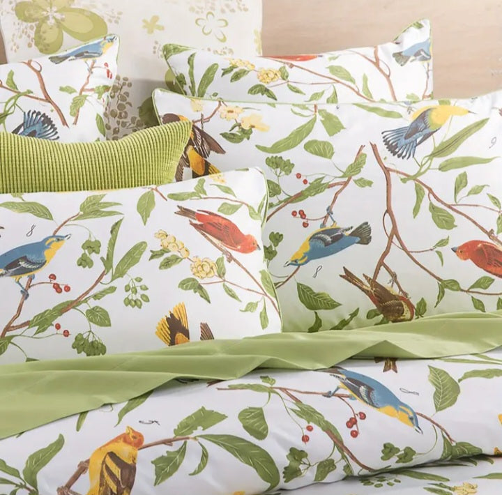Ensemble de housse de couette queen deluxe à motif oiseaux en coton égyptien